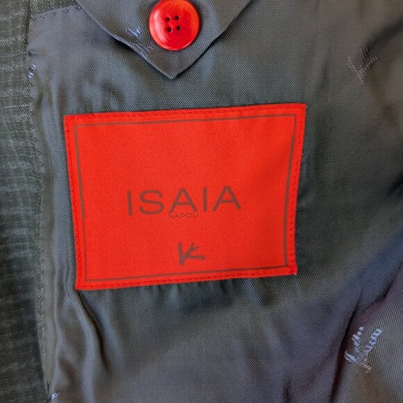 NWOT Isaia Napoli Blue Black Check 3-Piece Suit Vest Notch Lapel EU52R US42R - Picture 6 of 15